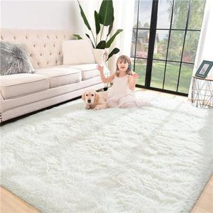 Super Soft Rug for Bedroom, 5x8 Feet Fluffy Carpet for Living Room, Cream White